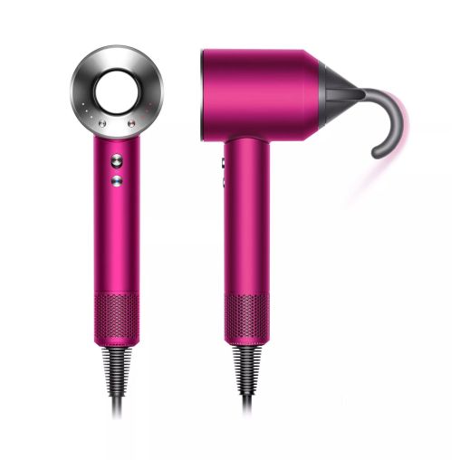 Фен Dyson Supersonic HD07 (фуксия/яркий никель) с 5 насадками и черным дорожным чехлом